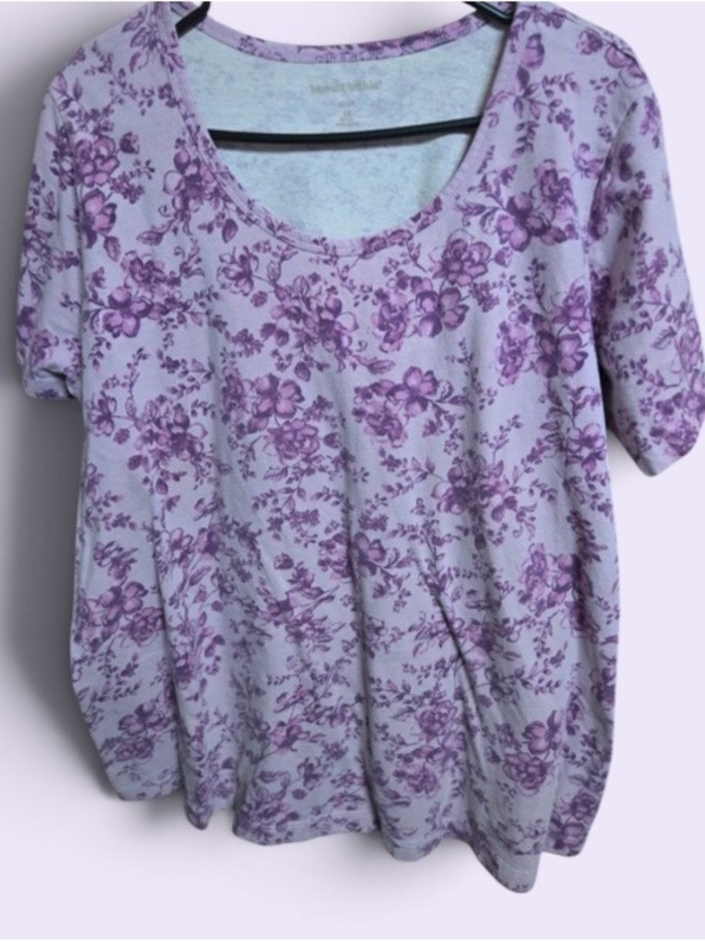 Woman Within ~ Women’s ~ Top~ 1X (22/24)~Floral ~ Short Sleeve ~ Purple ~ Blouse